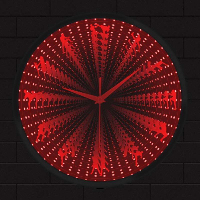 Kickboxing Clock Promo Taekwondo Infinity Mirror LED Light Clock Korean Kickboxing ...