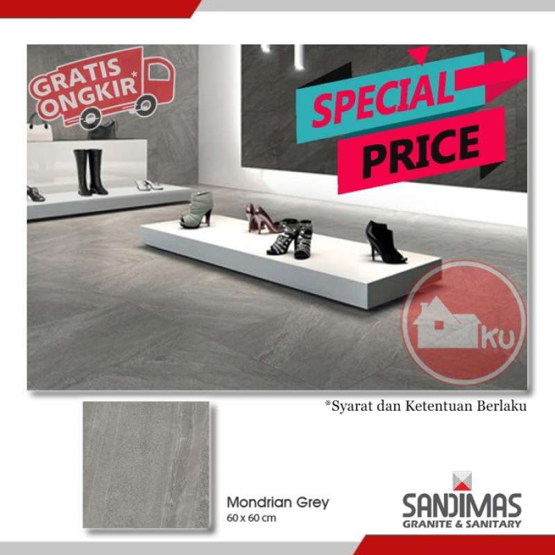 Promo Sandimas Lantai Granite Mondrian Grey 60x60 1dus Isi 4pcs = 1