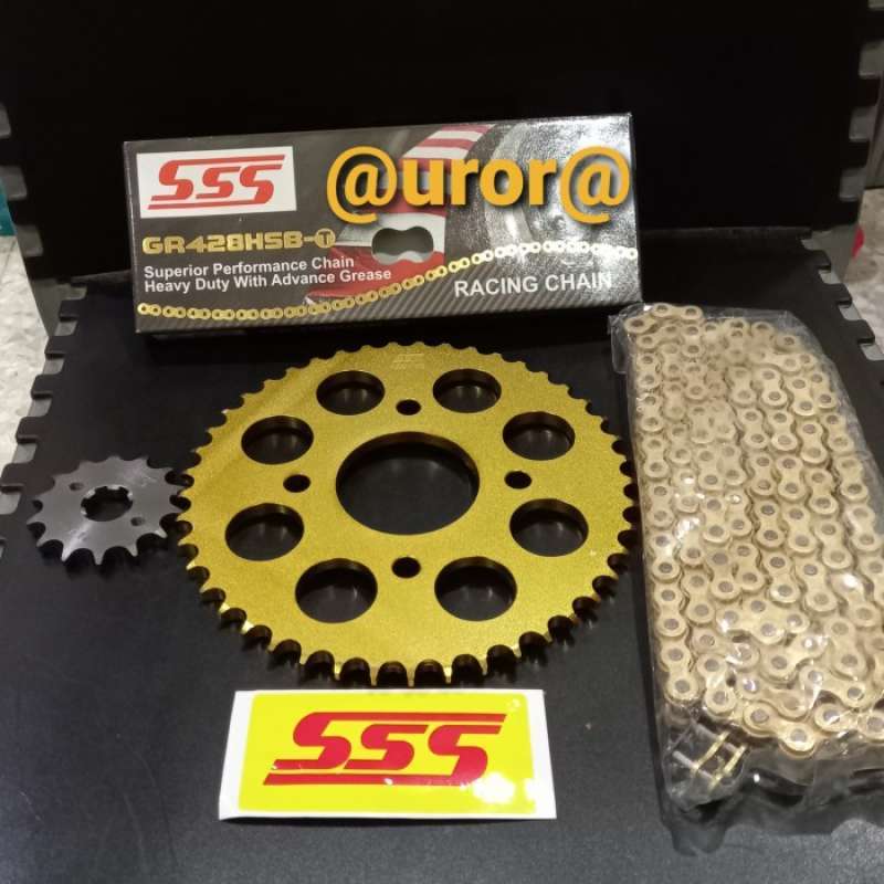 Jual Aurora Gear Set Sss Gold Honda Verza & Rantai Sss 428 Hsbt Gold