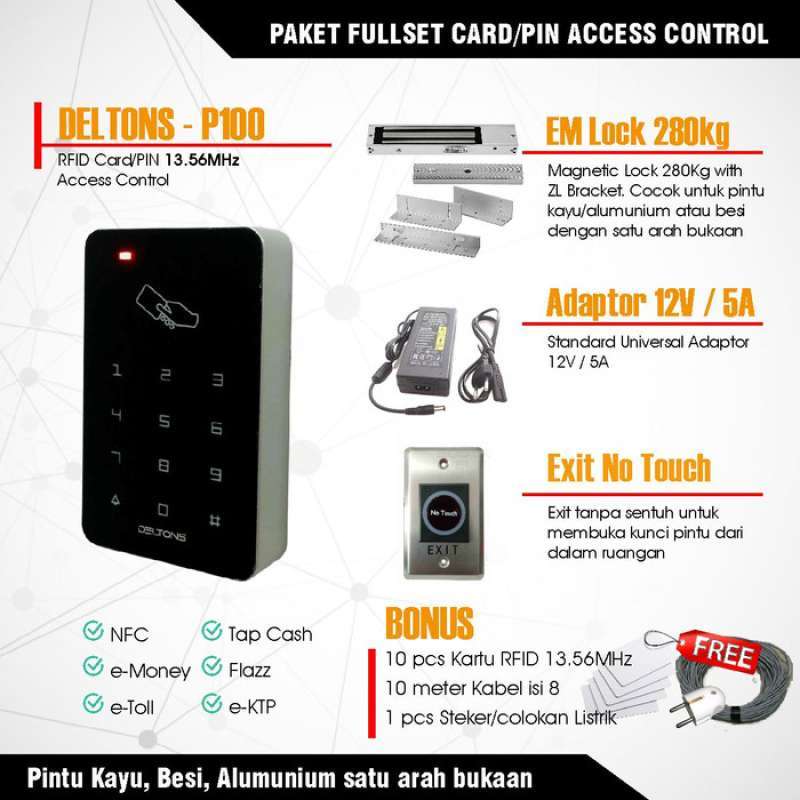 Promo Smart Door Lock Akses Door Access Control Card RFID 13.56Mhz EM ...