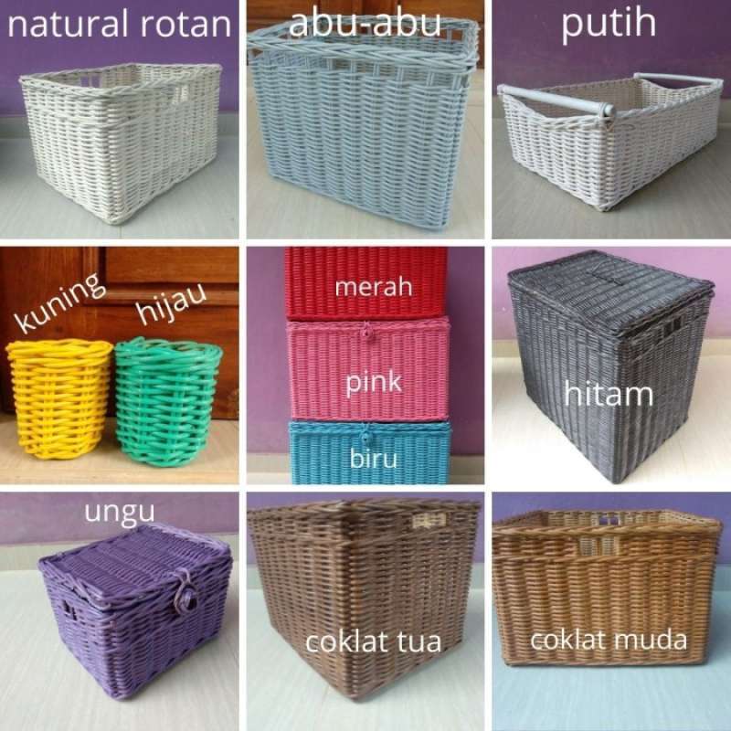 Promo Keranjang Kotak Persegi Rotan Laundry Penyimpan Serbaguna
