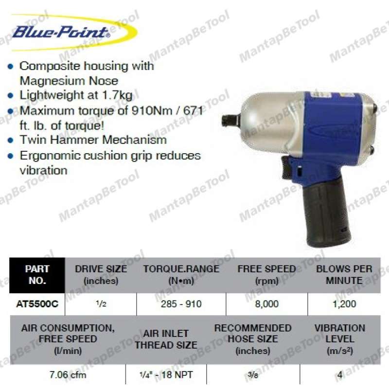 Promo Blue Point - At5500c - 1/2 Air Impact Wrench Diskon 23% Di Seller ...
