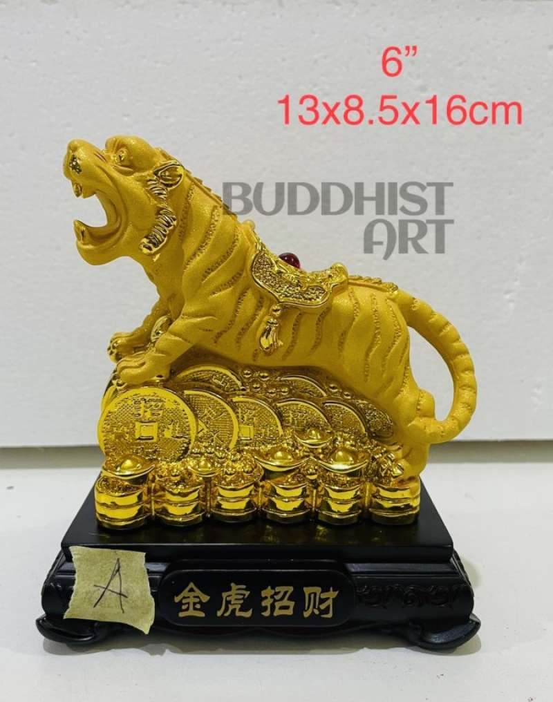Promo Baru Pajangan 12 Shio Macan Emas Shio Harimau Fiber Tatakan Kayu 6 Inch A Diskon 13% di ...
