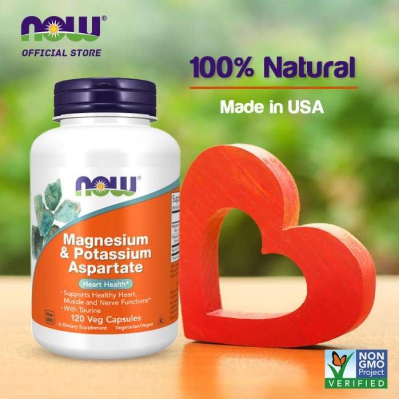 Jual NOW Supplements, Magnesium & Potassium Aspartate with Taurine