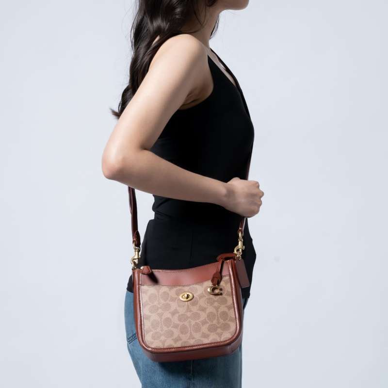 Promo Coach Chaise Crossbody 19 In Signature Canvas Tan Rust Diskon 30