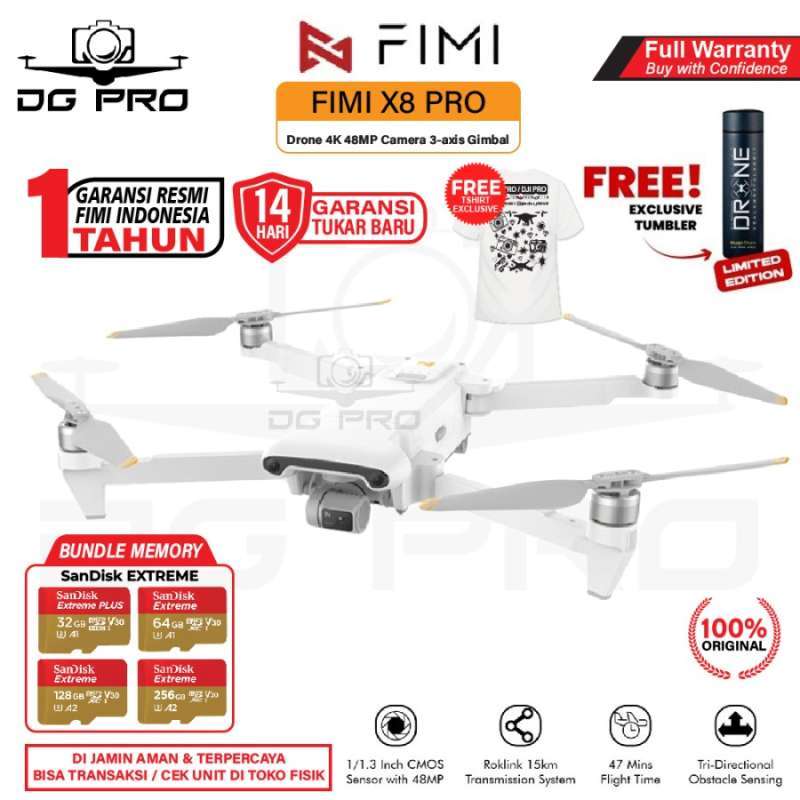 Jual FIMI X8 PRO Drone 4K 48MP Camera 3-axis Gimbal 15km 40 Min Flight ...
