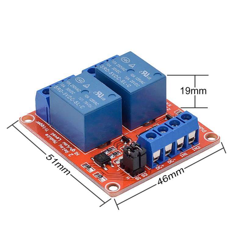 thumbnail image 2 of 12V 2 Channel Relay Module With Optocoupler – High/Low Level Trigger, Arduino/PIC Compatible 2 of 5