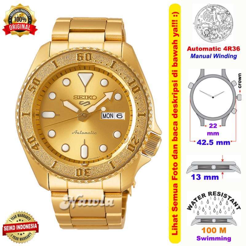 Promo Seiko 5 Sports Srpe74k1 Automatic Full Gold Jam Tangan Pria Srpe74 Diskon 18 Di Seller Nawla Jam Original Jambangan Kota Surabaya Blibli