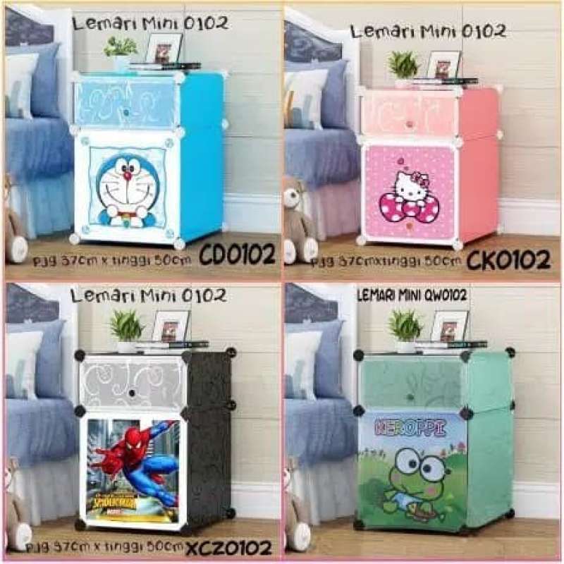 Promo Lemari Mini Rakit Plastik Karakter/bedside Table/meja Sisi ...