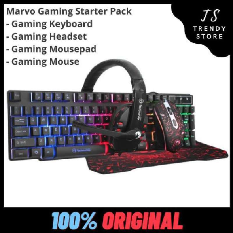Paket Gaming Keyboard Mouse Mousepad Headset RGB Bundling Marvo CM370