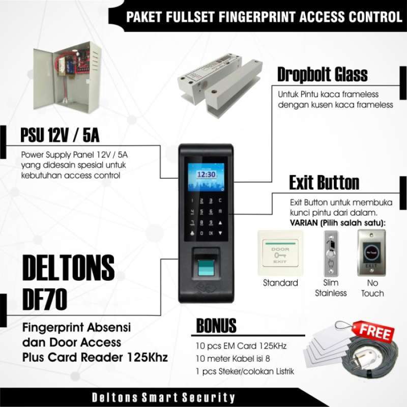 Promo Akses Door Dan Absensi Smart Fingerprint Df70 Em Lock Dropbolt ...