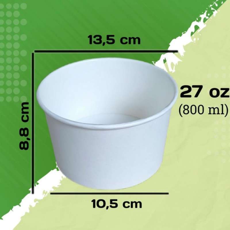 Jual Paper Cup Bowl Mangkok Kertas Styrofoam Tahan Panas Mie Bakso 300 ...