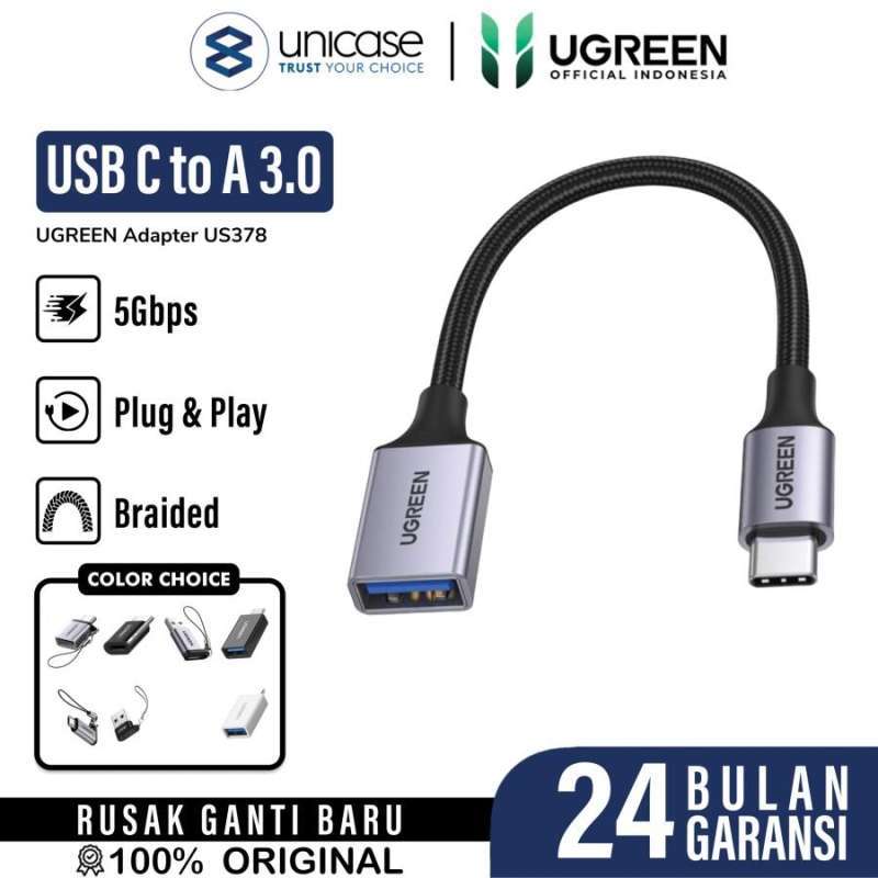 UGREEN Adapter OTG USB C Male to USB A 3.0 Female Braided 15cm - Black US378 70889