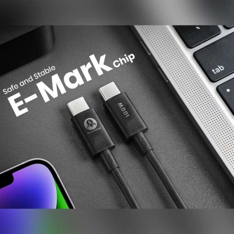 GravaStar USB-C 100W Charging Cable - Black GRAVASTAR TC_BLK