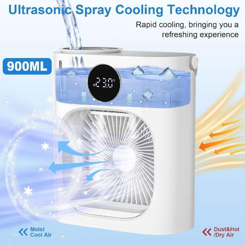 Portable Air Cooler Fan Kipas AC Portabel Bisa Diisi Air 900ML Dingin  Sejuk