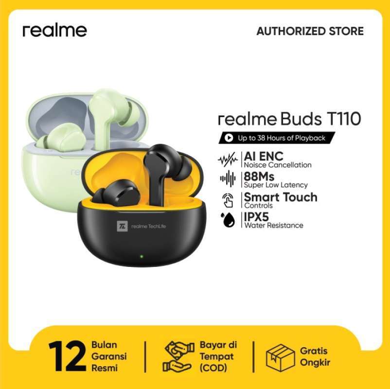 Promo Realme Buds T110 Earphone Tws Headest 102db Volume Boost Mode Bluetooth 5.4 Ipx5 Water Resistance 10mm Dynamic Bass Driver Diskon 23 Di Seller Ryoma Store Kebon Kacang Kota Jakarta Pusat Blibli