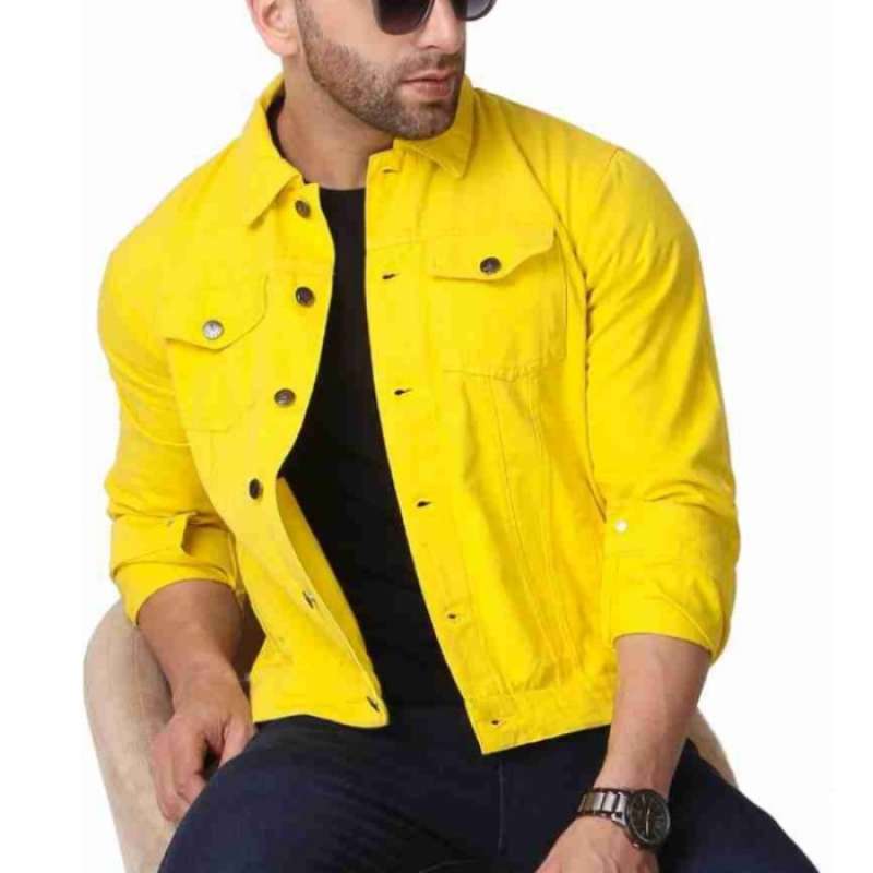 Lemon yellow denim jacket best sale