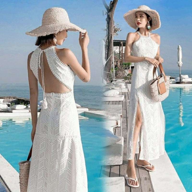 white long dress maxi women import casual dress pantai gaun wanita