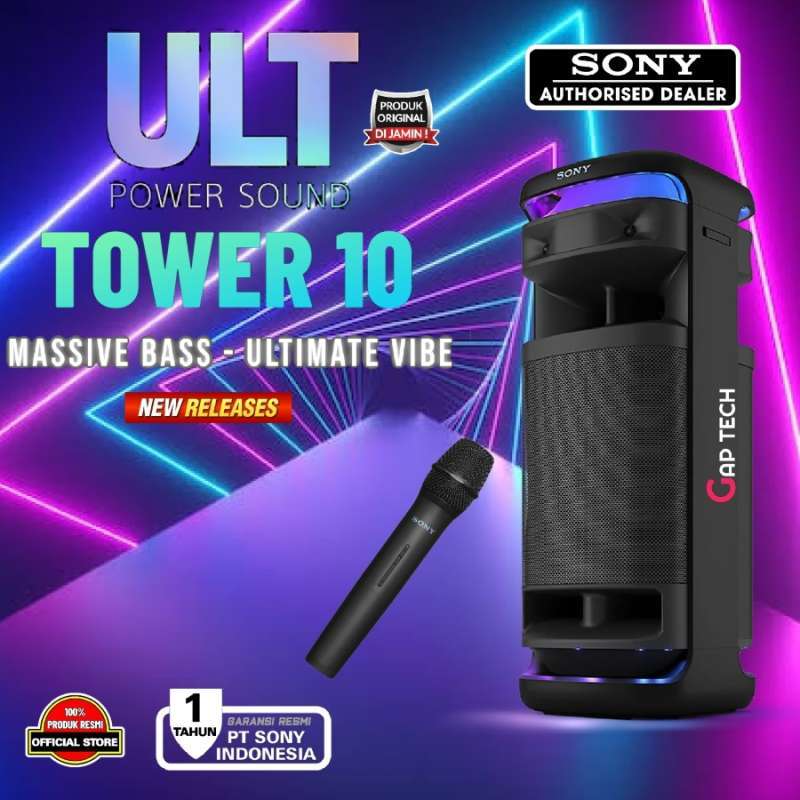 Sony ULT TOWER 10 SRS-ULT1000 SRS ULT1000 SRS ULT 1000 Karaoke Party,  Speaker with Powerful Bass, 360 Sound, Party Lights and Wireless Microphon