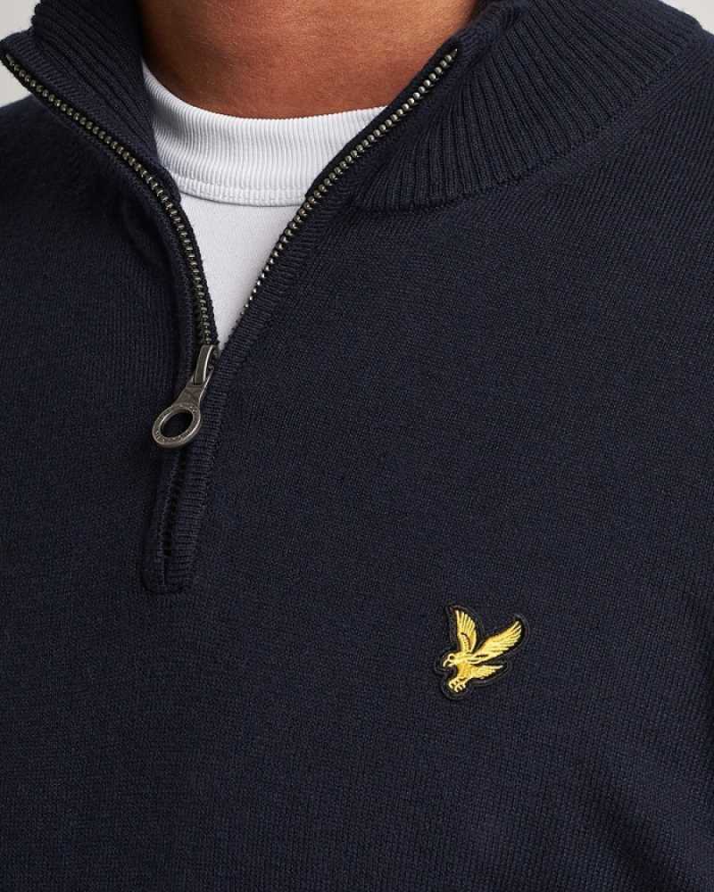 Lyle & Scott Plain Branded Cotton Merino Quarter Zip Wild Nettle Jumper