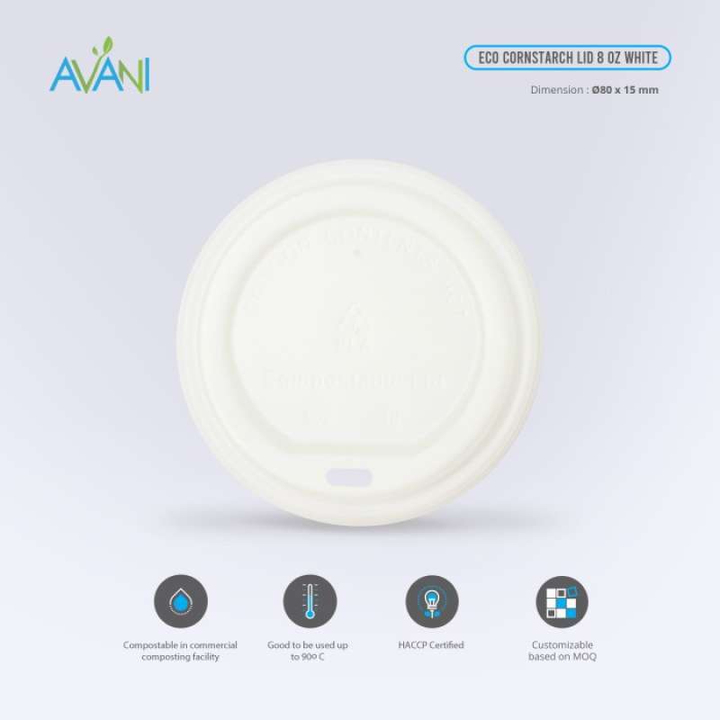 Jual Paper Cup 8 Oz Ramah Lingkungan Cornstarch Lid 8 Oz Penutup Di ...