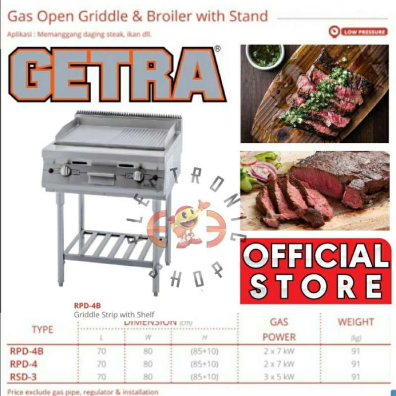 Promo Getra Rpd 4b Gas Stand Griddle Strip With Shelf - Rpd4b - Promo ...