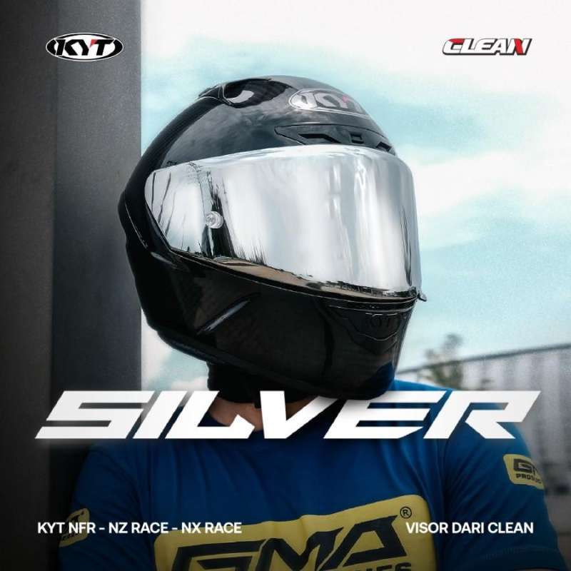 CLEAN Kaca Helm KYT NFR Fullface Visor NF-R NX Race Silver