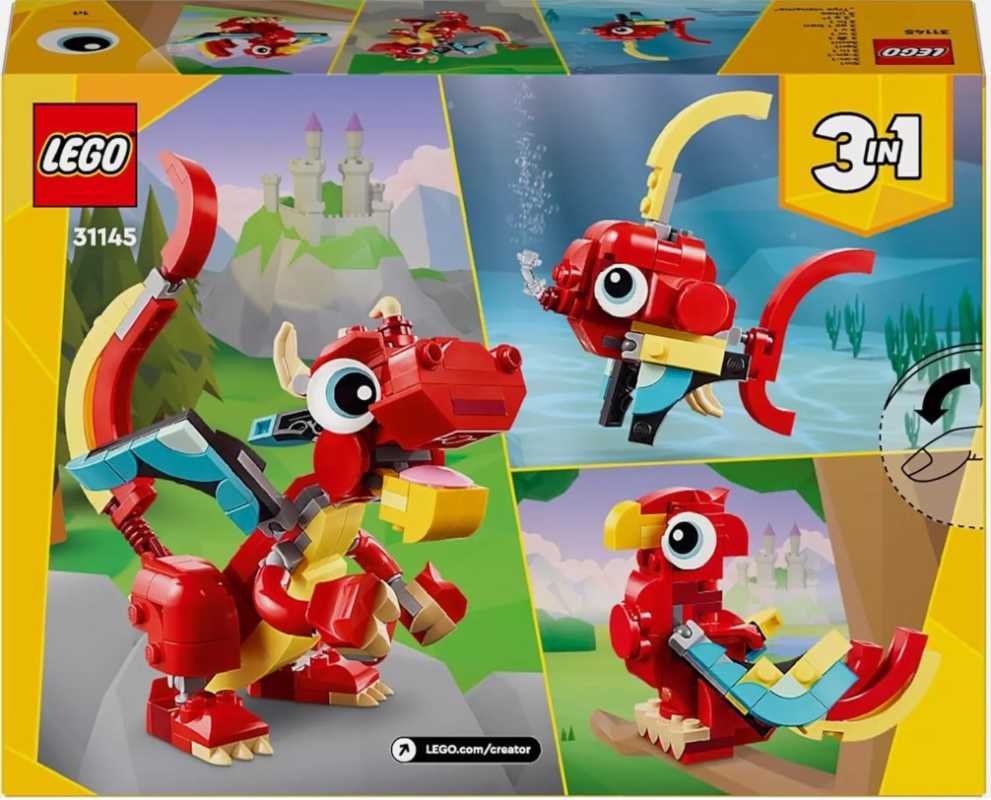 LEGO Creator in 31145 Red Dragon Set Building Kid Toy Model Phoenix  Bird Fish Animal Brick Birthday Gift Naga Ikan Burung Mainan Balok Anak