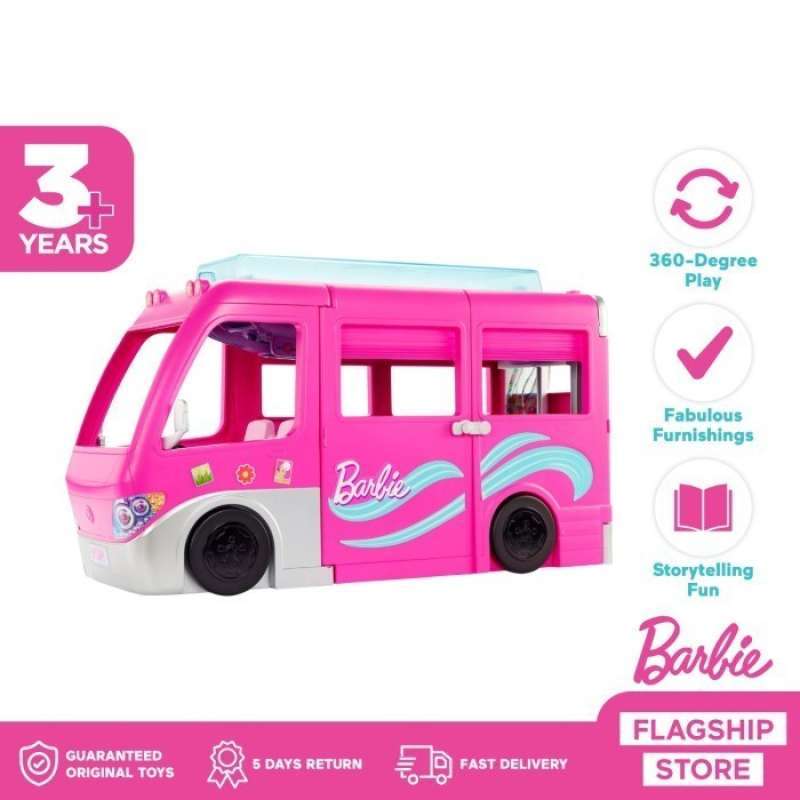 Barbie DreamCamper Vehicle with 60+ Accessories Mainan Mobil Boneka