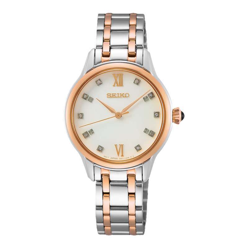 Jam Tangan Wanita Seiko Ladies SRZ542P1 Diamond Mother Of Pearl Dial Dual  Tone Stainless Steel Strap