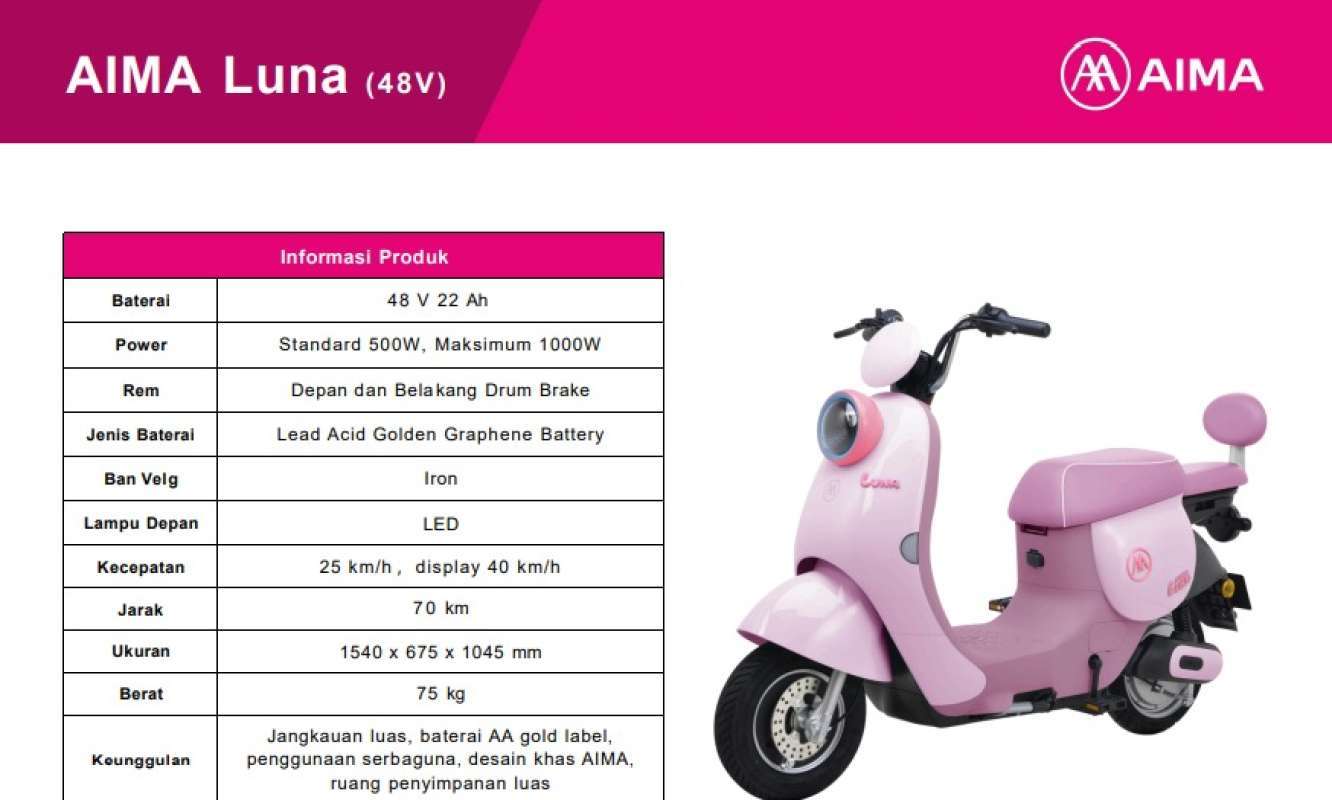 Sepeda Listrik Peach Gratis Ongkir 🔥 Harga Murah April 2026