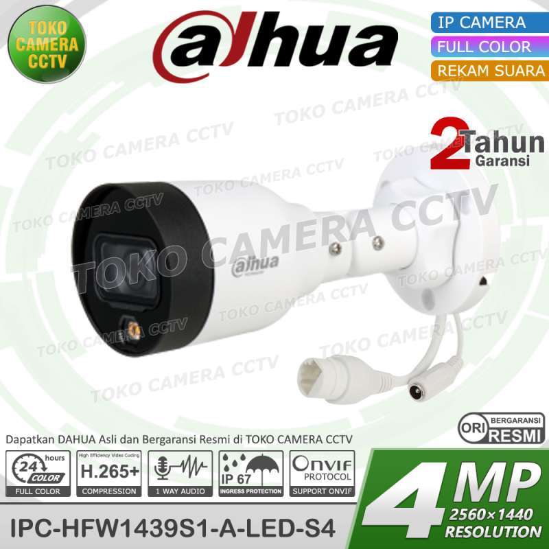 IP CAMERA 4MP FULL COLOR AUDIO DAHUA IPC-HFW1439S1-A-LED-S4 KAMERA BULLET  POE