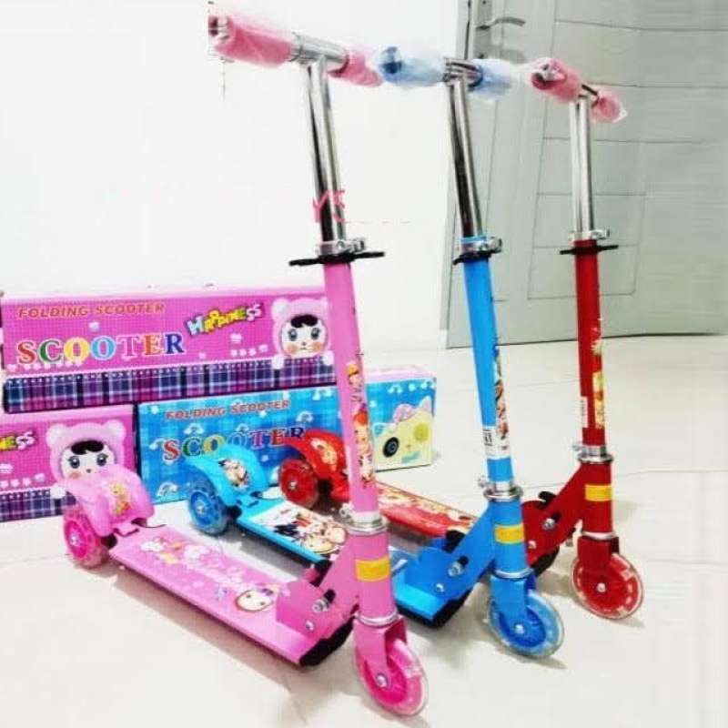 Jual Scooter Otopet Besi Anak Karakter Bonus Bell Warna Motif