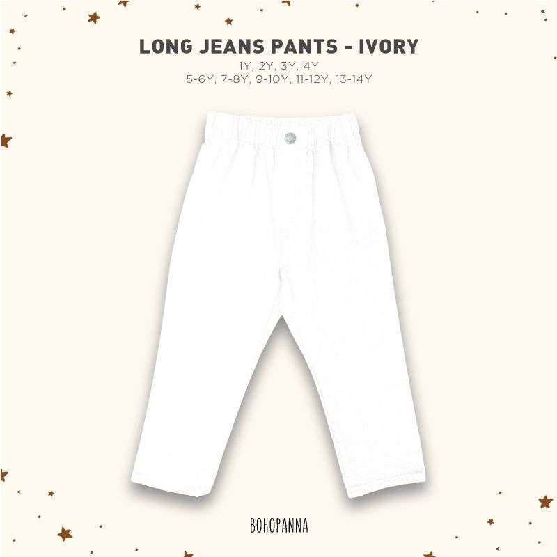 Bohopanna Long Jeans Pants Celana Pajangan Anak Unisex Denim Boho Panna  Ivory 4Y