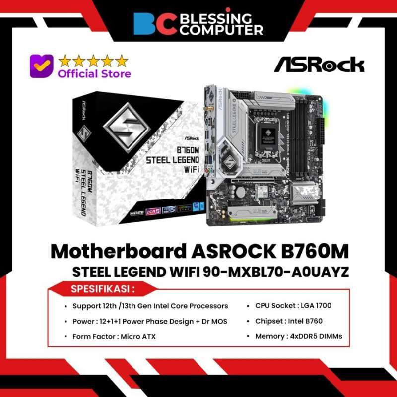 Jual Motherboard Asrock B760m Steel Legend Wifi 90-mxbl70-a0uayz