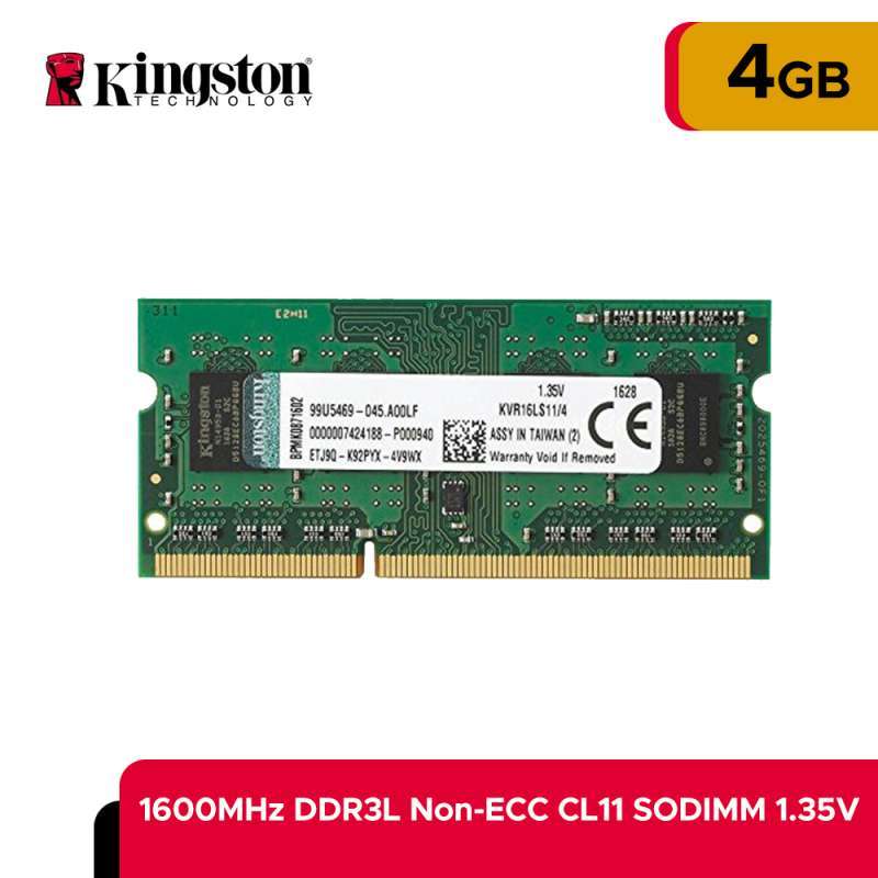 Memori Kingston 4GB 1600MHz DDR3L Non-ECC CL11 KVR SODIMM