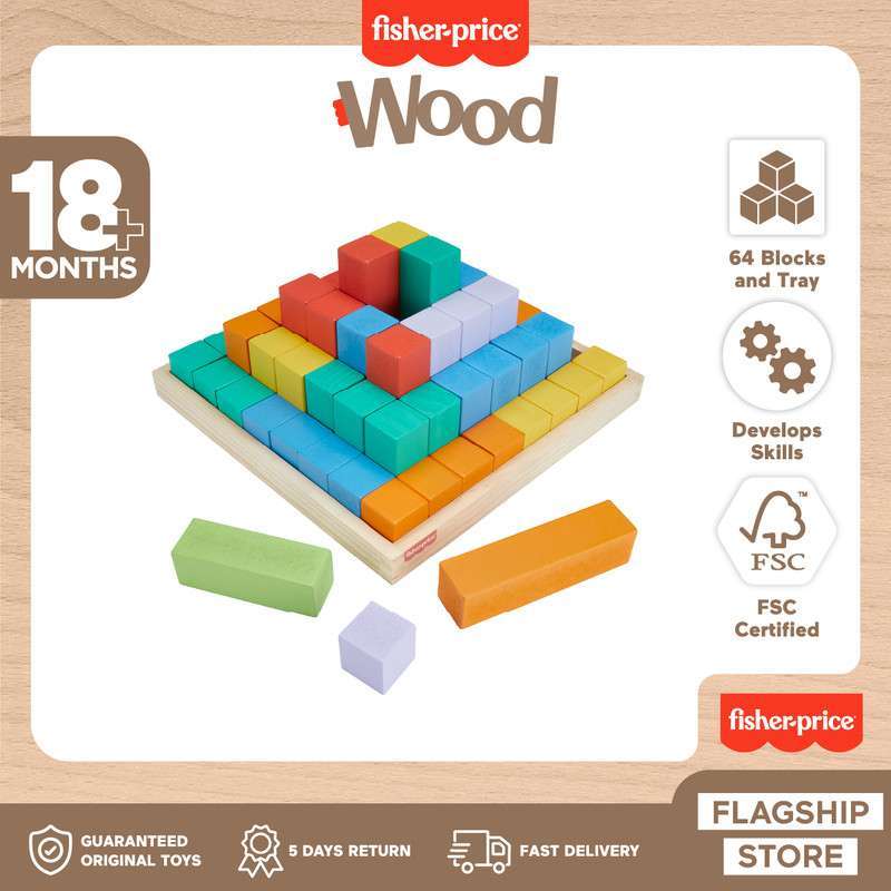 Jual Fisher-price Wooden Stacking Blocks Mainan Balok Anak Di
