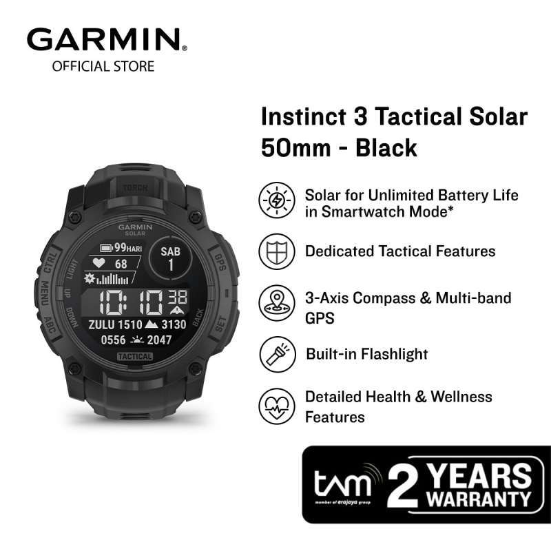 Garmin Instinct Tactical Solar 50mm Black