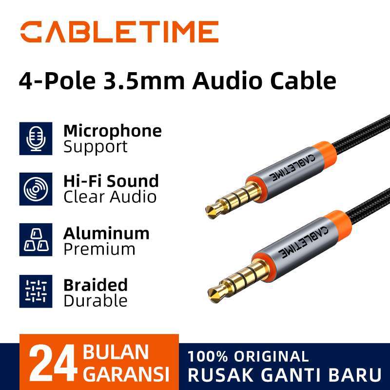 3.5mm TRRS Male To Male Aux Cable - 3 Meter (10 Ft) Gold Plated For Audio/Mics
