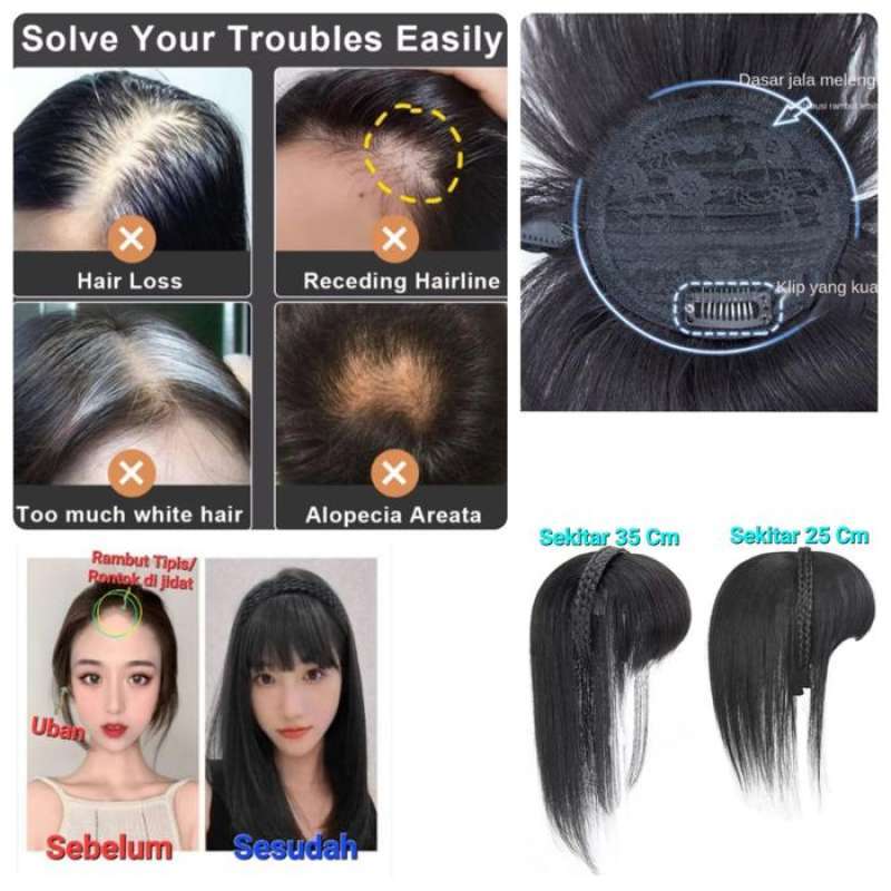 Promo Wig Toupee Penutup Uban Botak Bando 3d Penambah Volume Depan ...