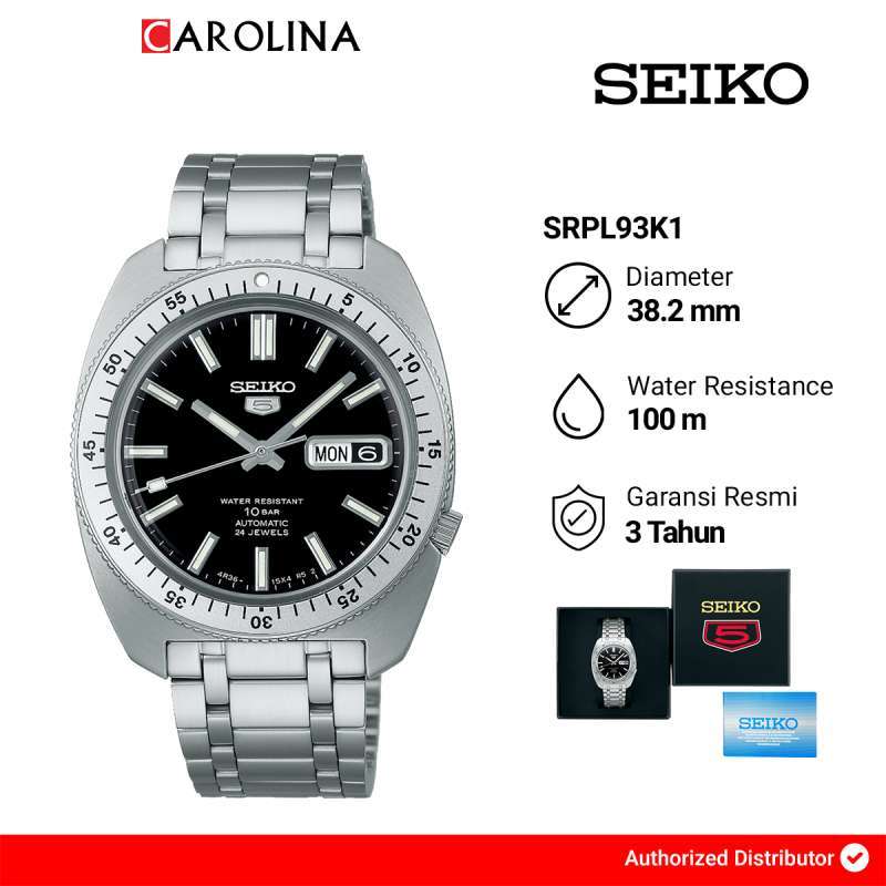 Jam Tangan Pria Seiko Sports SRPL93K1 SKX series Heritage Design  Re-creation Black Dial Stainless Steel Strap Limited Edition