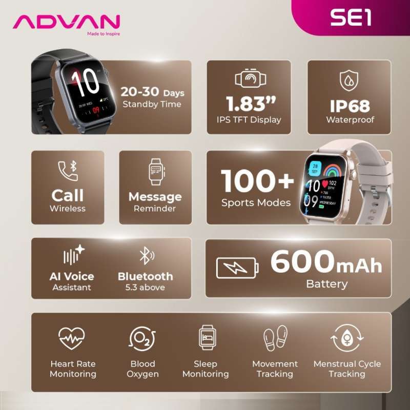 Promo Advan Smartwatch Se1 | Ips 1.83 | Bluetooth Calls | Bluetooth 5.2 ...