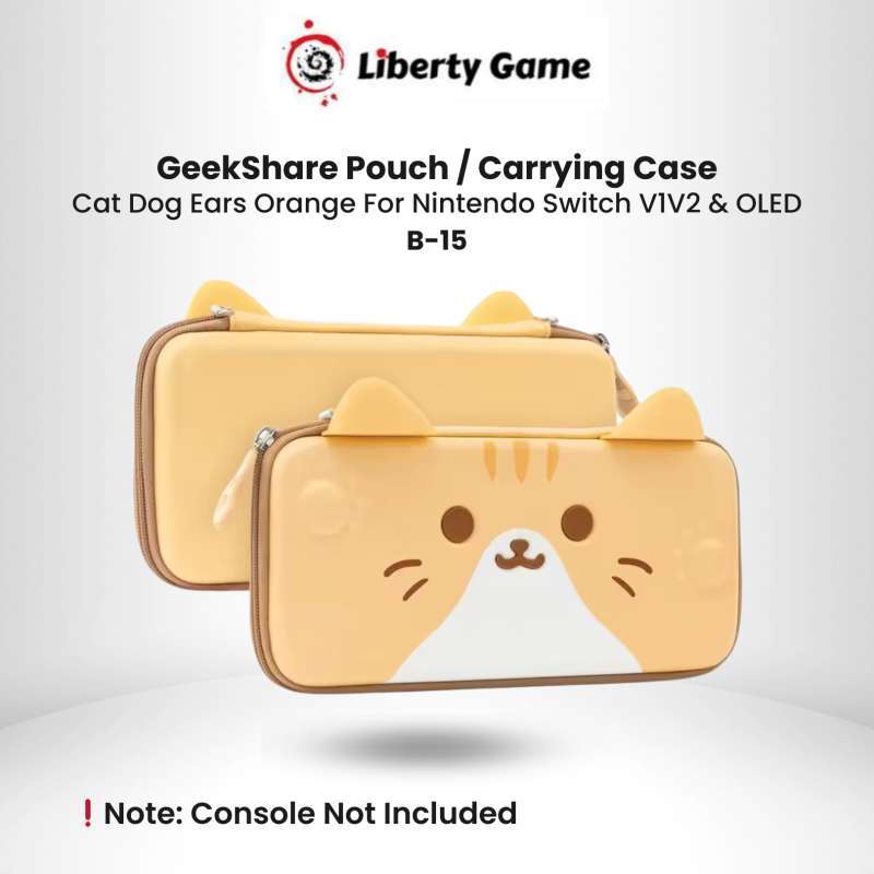 GeekShare Cat Dog Ears Orange Pouch Nintendo Switch Tas Carrying Case  Hardshell Storage Bag Portable Case for Switch V1V2 Switch OLED B-15