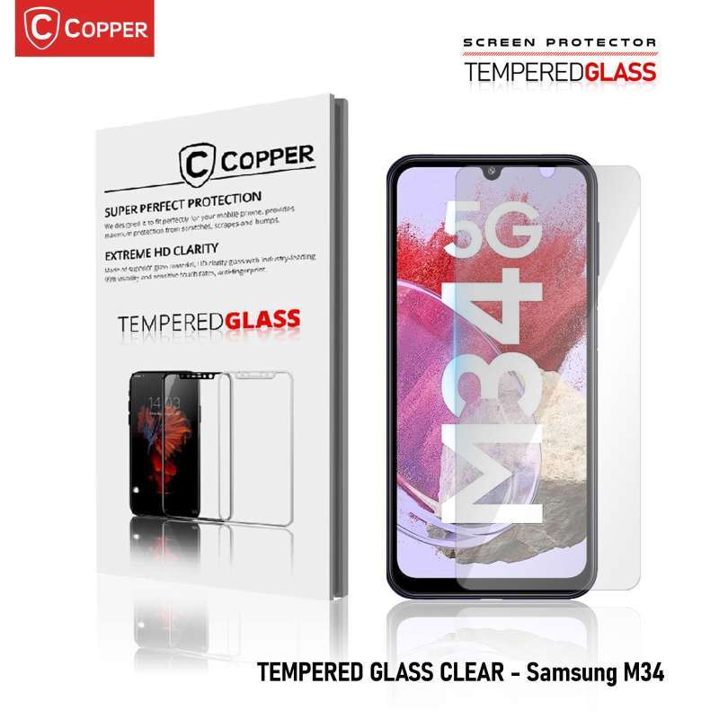 COPPER FULL CLEAR Tempered Glass untuk Samsung M62 M55 M54 M53 M52  M51 M34 M33 M32 M31 M30s M30 M20 M15 M12 M11 - Main Image