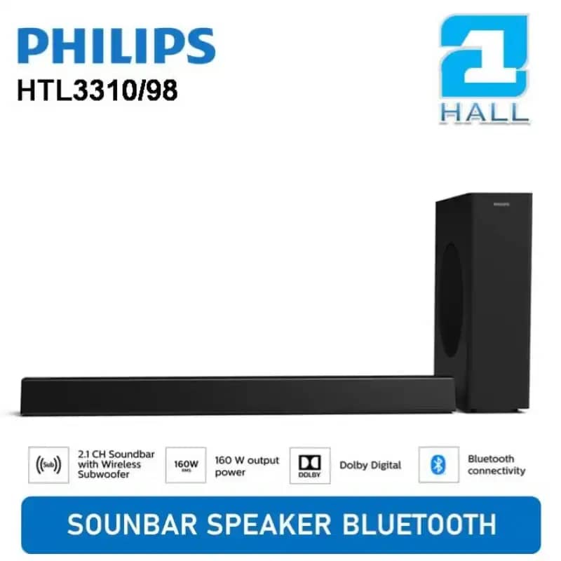 PHILIPS Soundbar HTL3310/98 Soundbar With Subwoofer Wireless Bluetooth  Soundbar Speaker Bluetooth Philips HTL3310