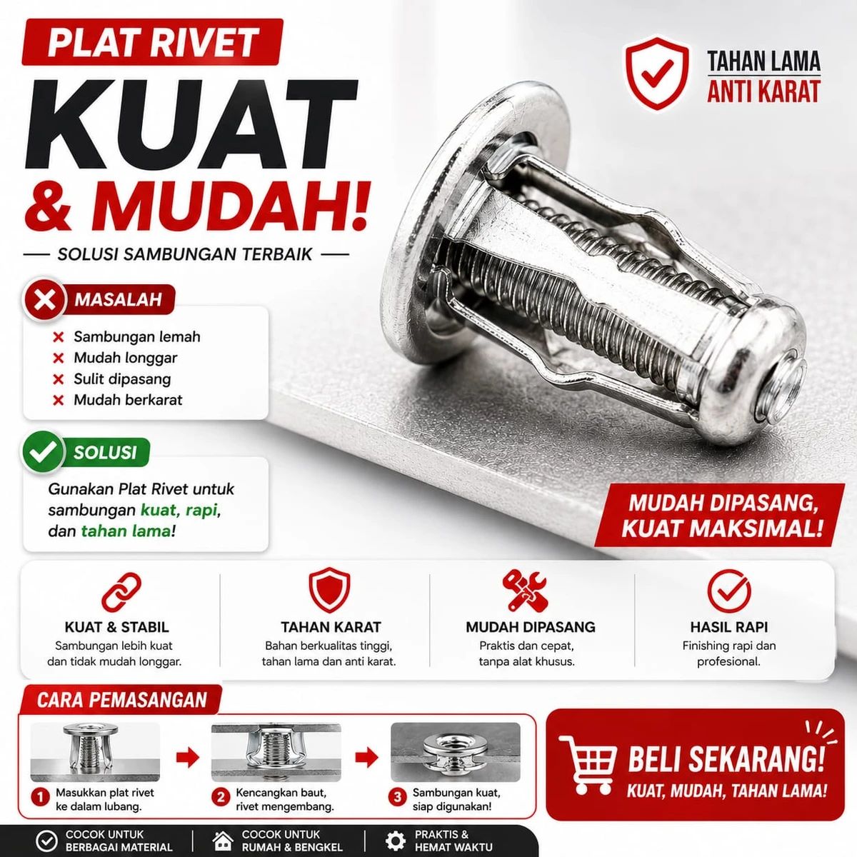 Jual Baut Rivet Besi 💯 Harga Murah & Kualitas Terbaik Juli 2026
