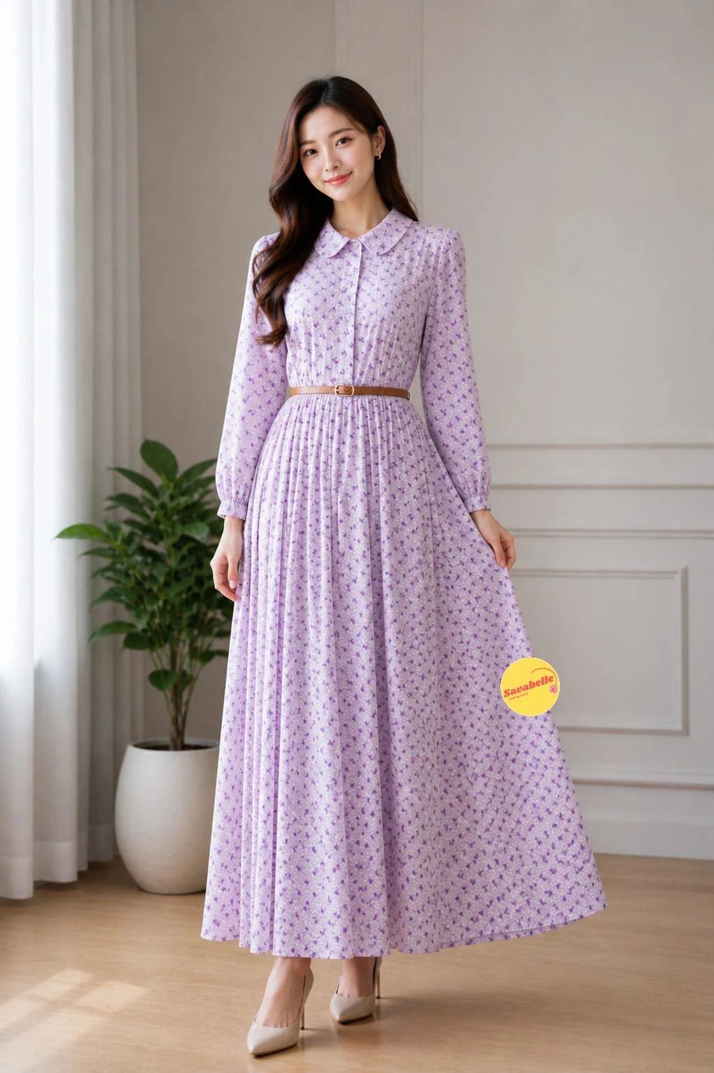 dress ungu pastel Promo Sacha Dress Gamis Wanita Warna Pastel Bahan Katun Motif Bunga Trendy  Terusan Wanita Nyaman Dipakai Model Terbaru Diskon 22% Di Seller Savabelle