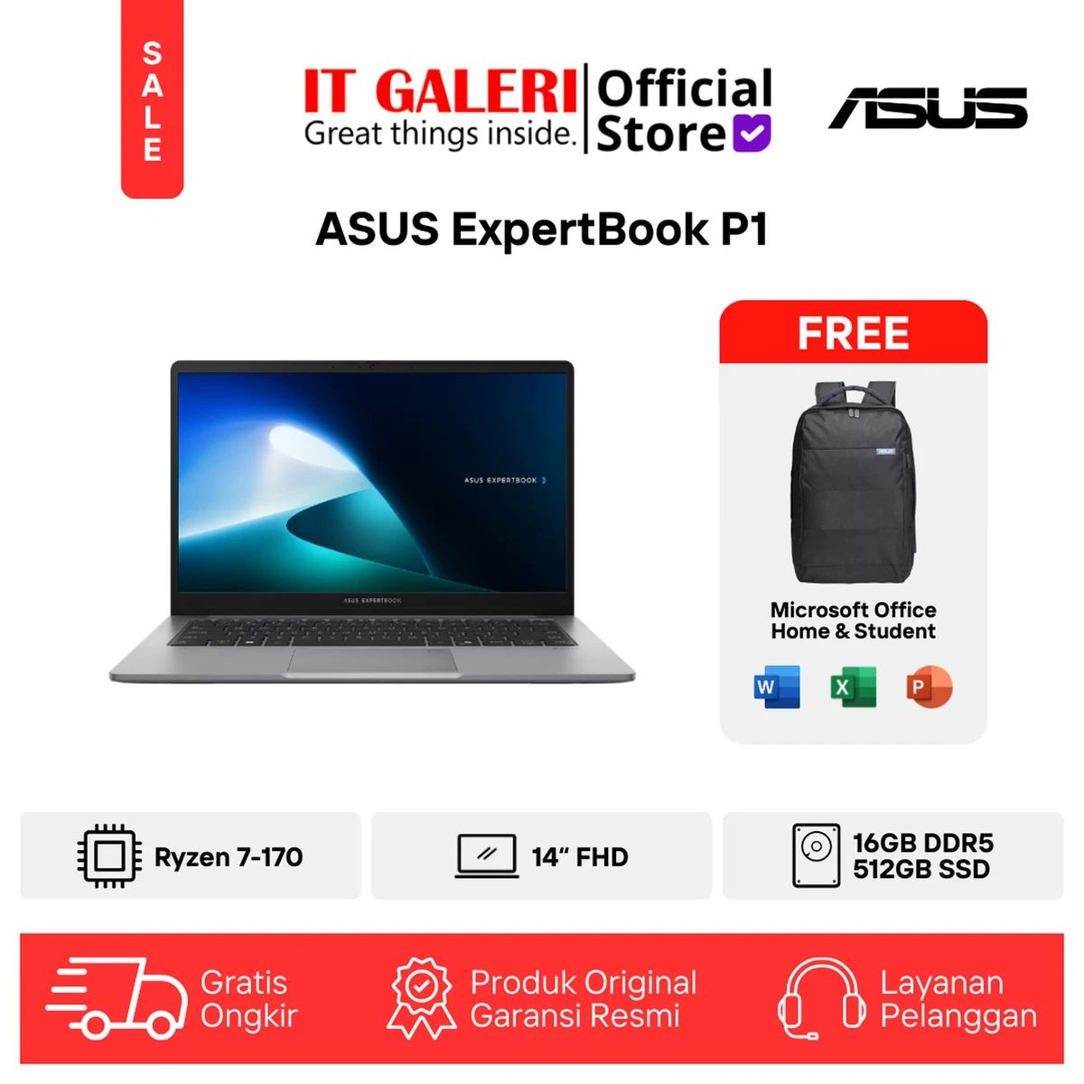 Jual Asus Expertbook P1 | Pm1403cda-s67151ws | Amd Ryzen 7-170 