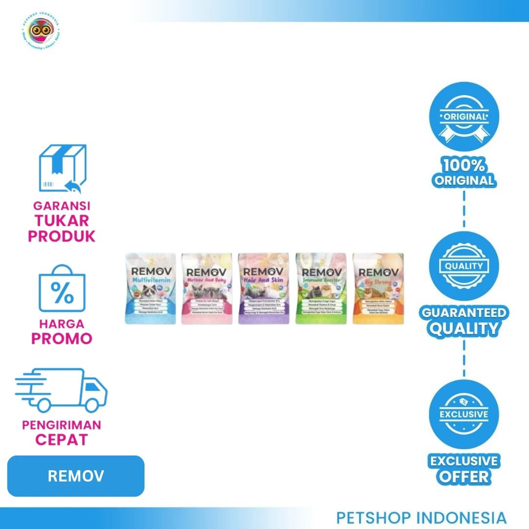 Kucing Baby Jual Remov Vitamin Kucing Sachet Isi 5 Multivitamin Bulu, Imun, Mother ...