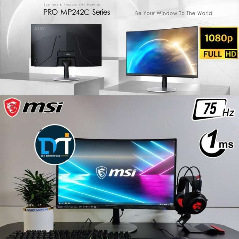 Promo MSI PRO MP242C 24 Inch Curved FHD 75Hz 1ms HDMI VGA Speaker Monitor Multivariasi